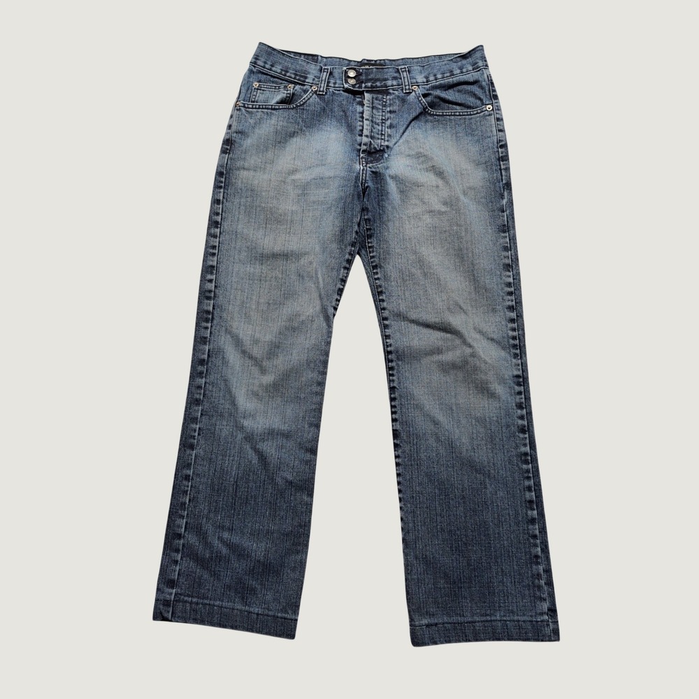 Profil Straight Leg Jeans Mens 33 Blue Good Button Fly Cotton Medium Wash
